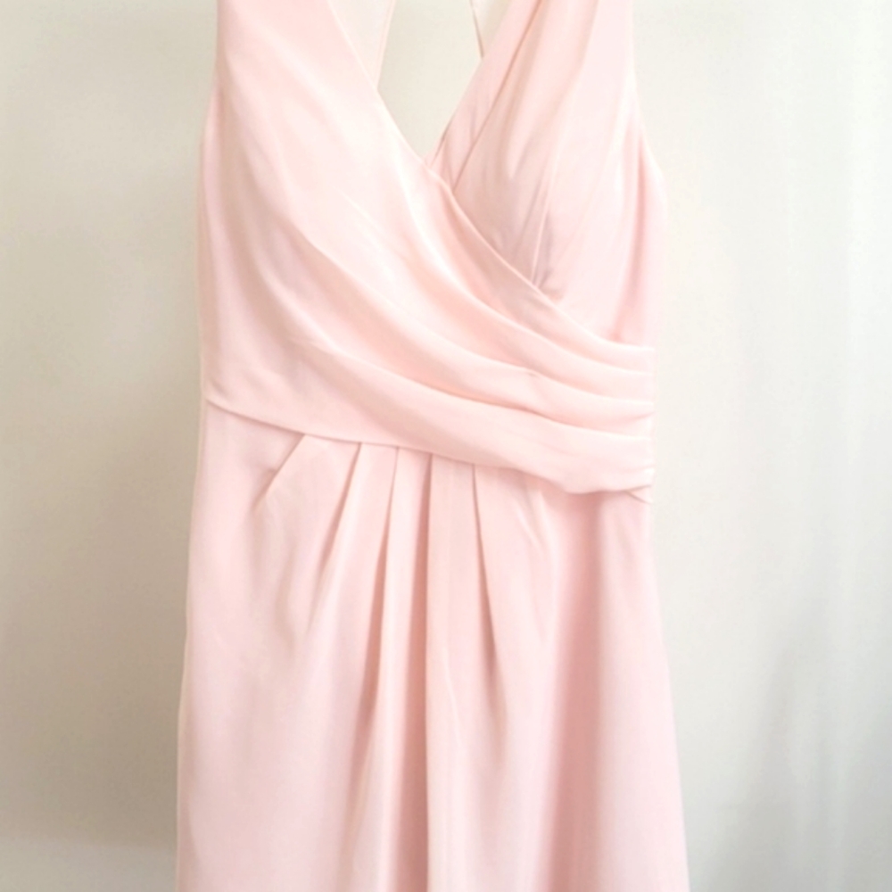 JJ's House Pink Pearl Faux Wrap Goddess Mini Dress size 10 - Picture 3 of 16